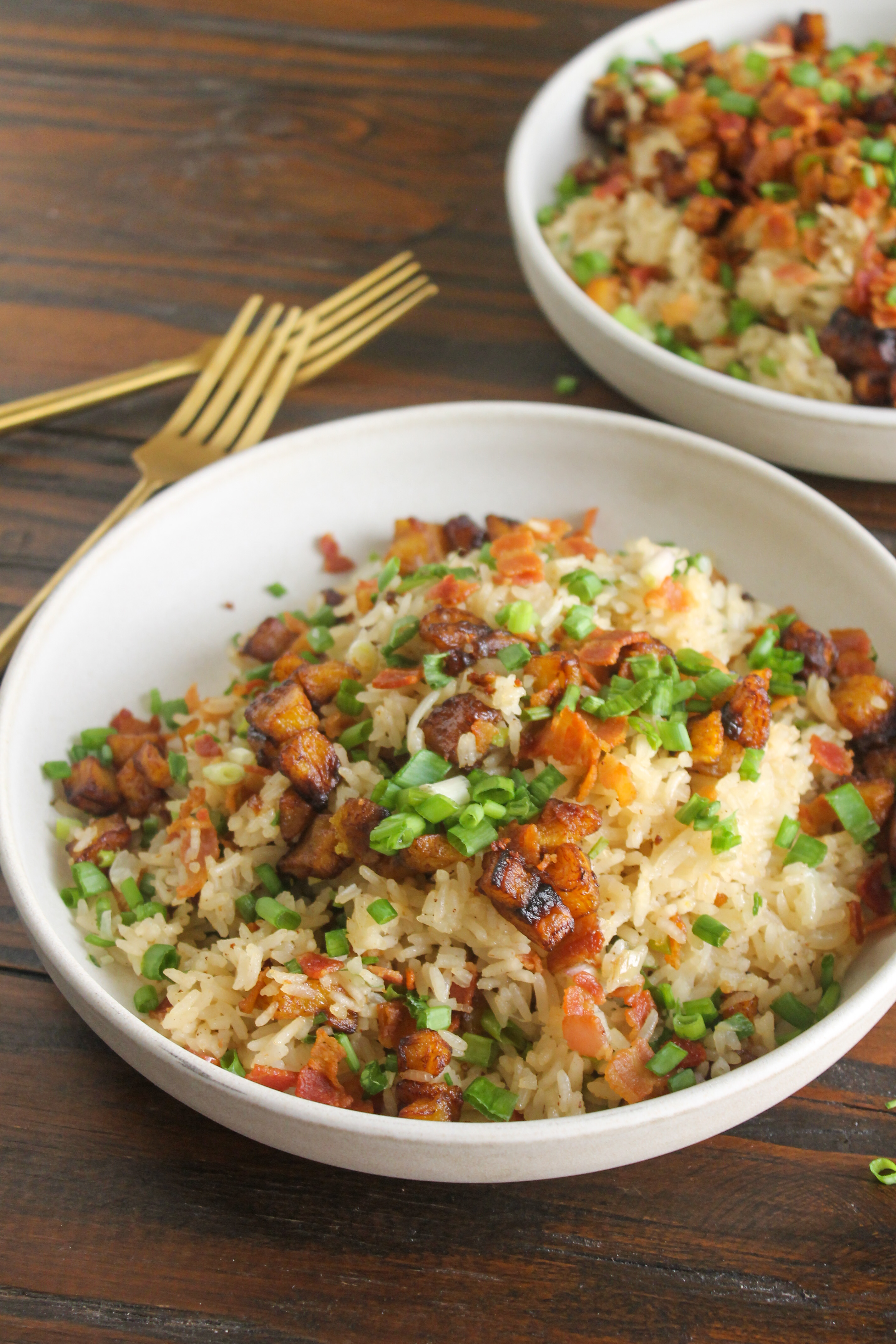 Arroz con Cebolla y Tocineta